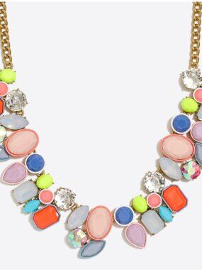 JCrew Colorful Fiesta Statement Necklace in Neon Persimmon